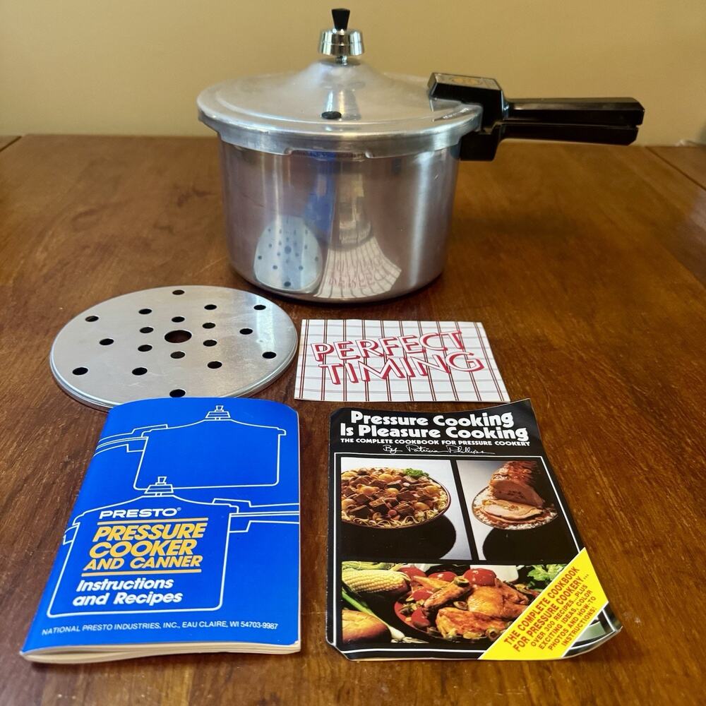 Presto 0121004 Vintage Pressure Cooker Canner 4 Qt Aluminum w/ Manuals